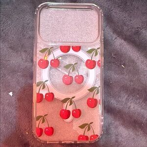 Cherry Pattern Clear iPhone 17 pro Case